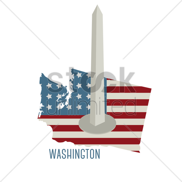 Washington State Map With Washington Monument Vector - Washington Monument (600x600)