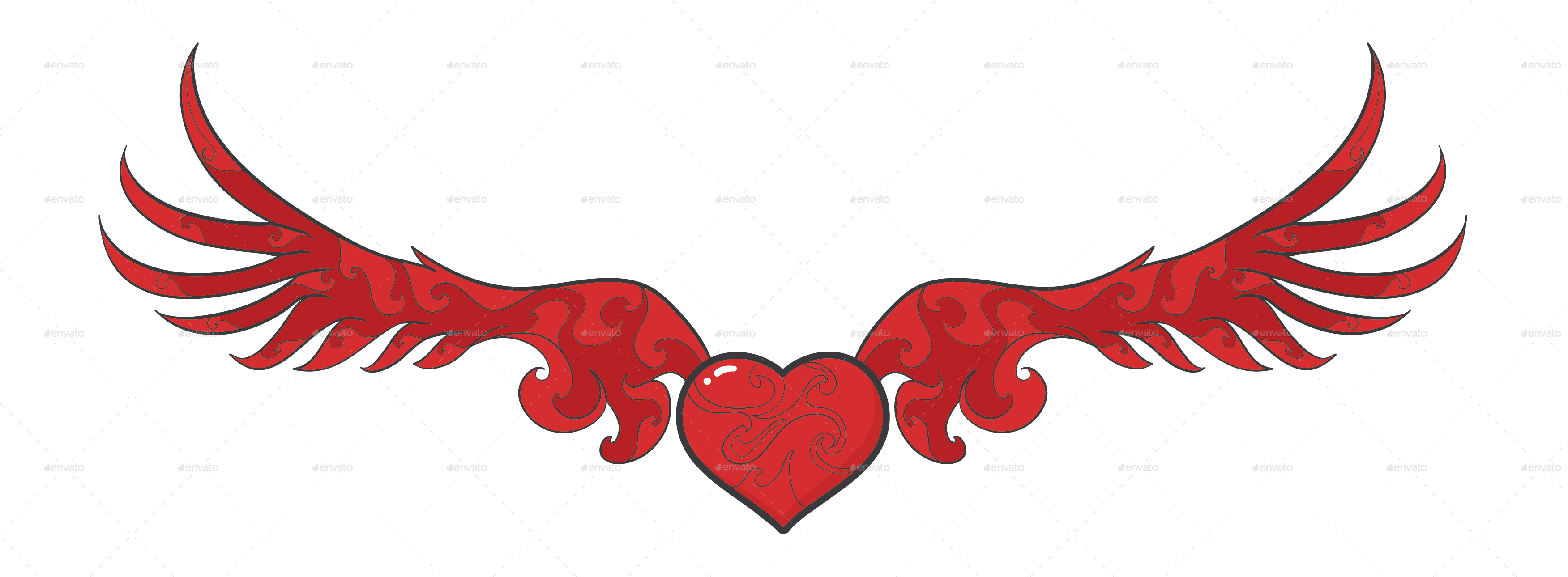 Png/wing Of Love-11 - Heart (3508x1299)