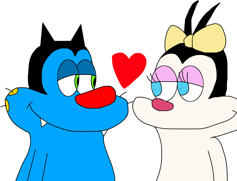 Oggy And Olivia Looking Each Other By Marcospower1996 - Oggy And Olivia Love (1024x839)