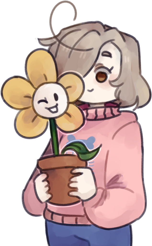[pc] Olivia And Flowey By Skythesharkicorn - Cartoon (769x1040)