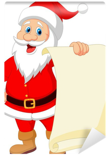 Santa Clause Cartoon Holding Blank Vintage Paper Wall - Santa Claus (400x400)