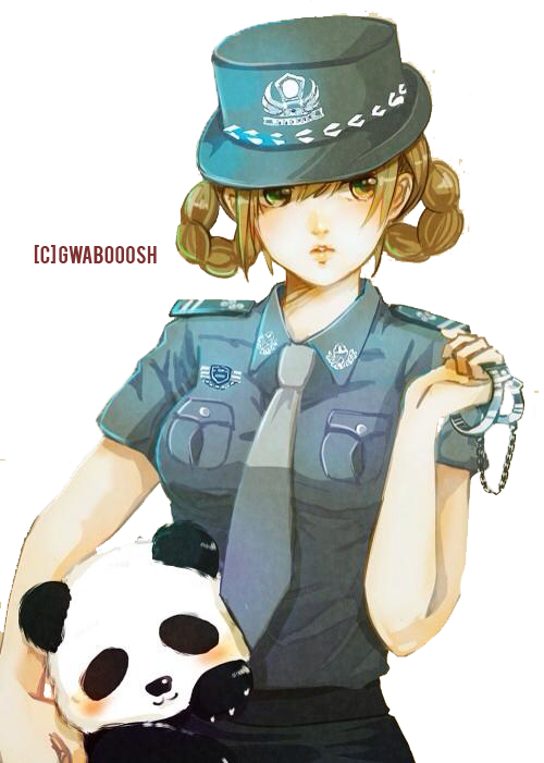Panda Police-render By Gwabooosh - Police Girl Render Anime (500x701)