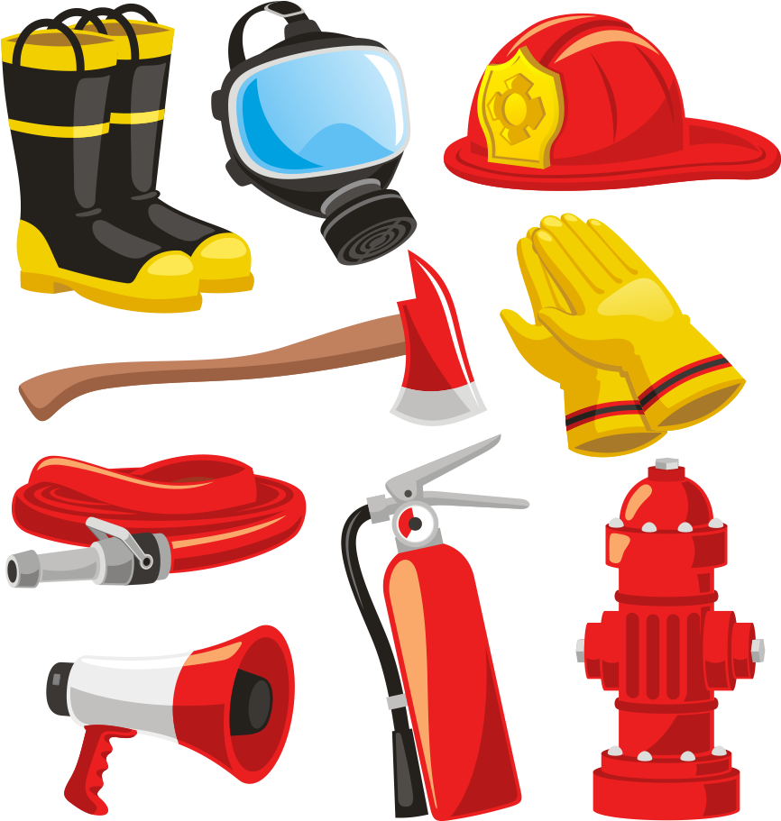 Firefighters Helmet Bunker Gear Fire Engine Clip Art - Firefighter Gear Clipart (1000x1000)