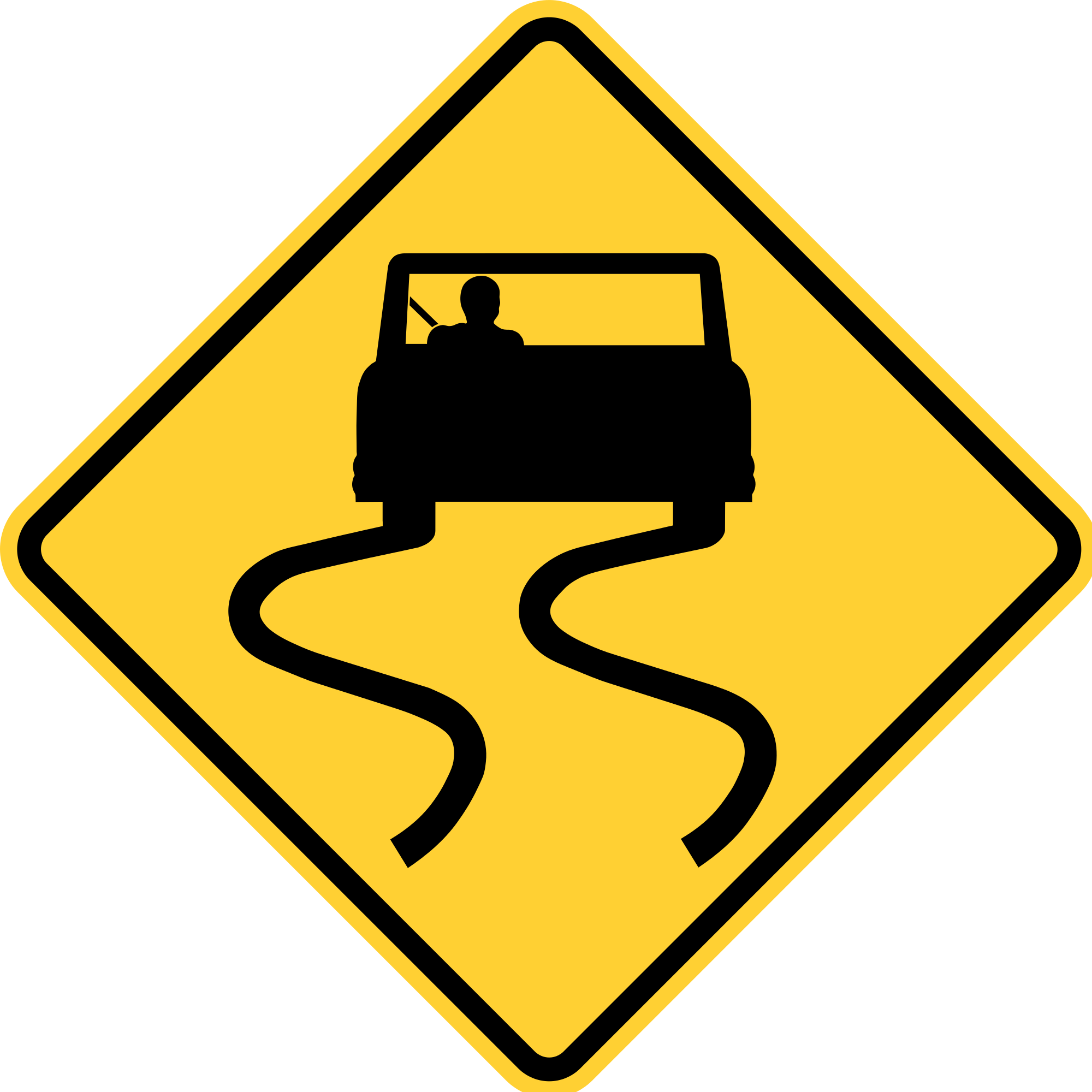 Wet Road Sign - Slippery When Wet Sign (2000x2000)