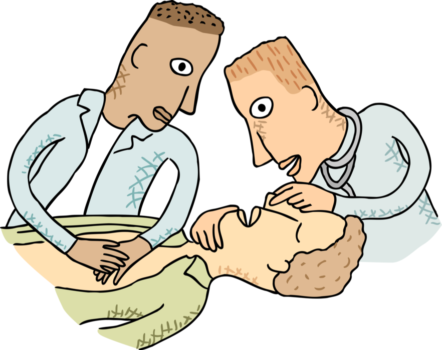 Vector Illustration Of Person Receiving Mouth To Mouth - Mouth To Mouth Resuscitation (882x700)