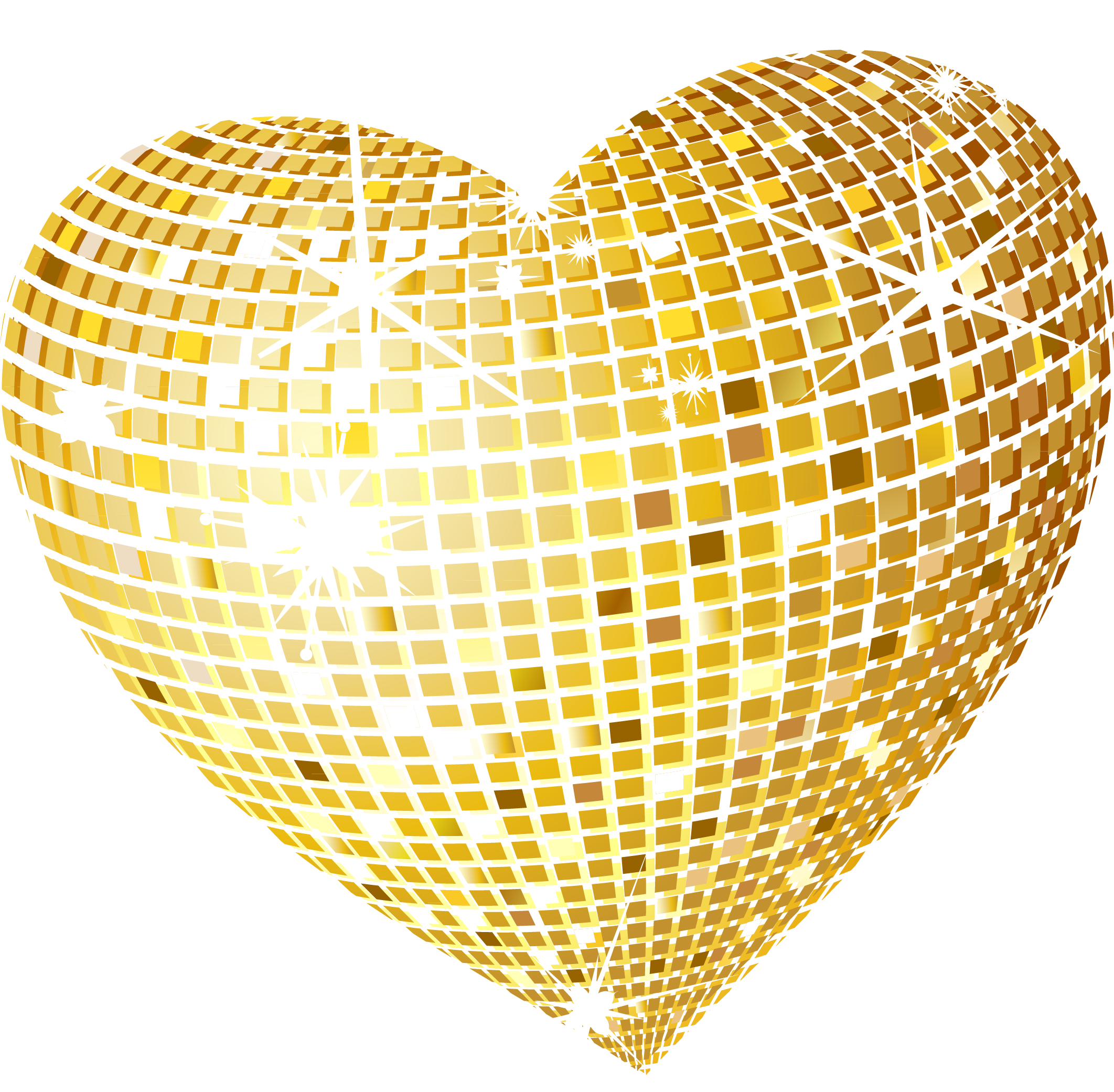 Heart Disco Clip Art - Gold Heart Png (2124x2082)