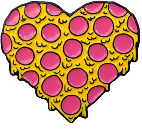 Pizza Heart Pin - Pizza Heart Cartoon (600x600)