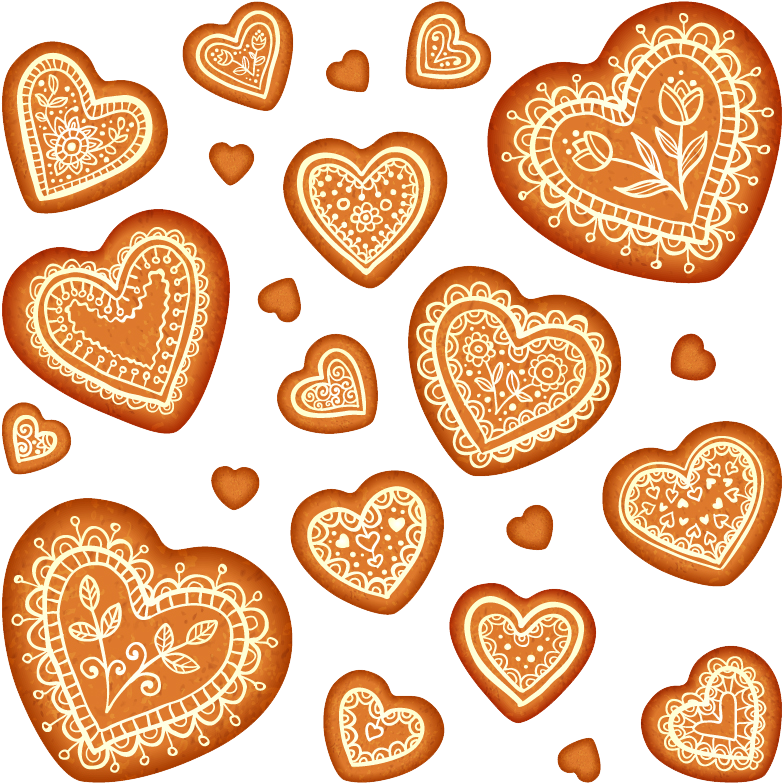 Cookie Gingerbread Heart Shape - Vector Graphics (800x800)
