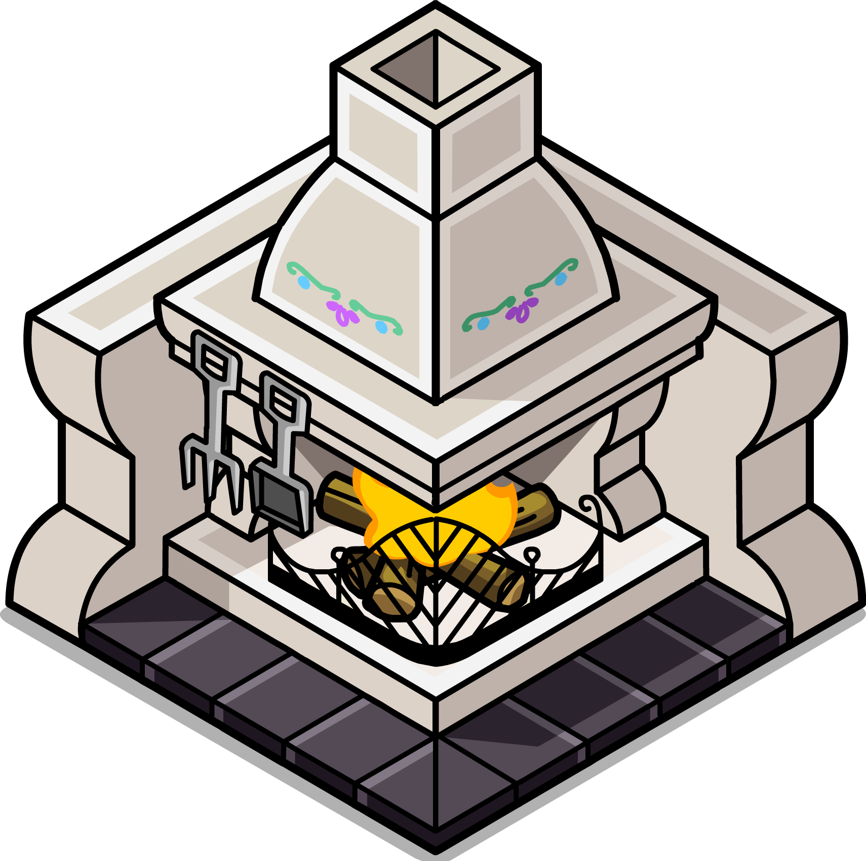 Stone Fireplace In-game 2 - Stone Fireplace In-game 2 (1710x1700)