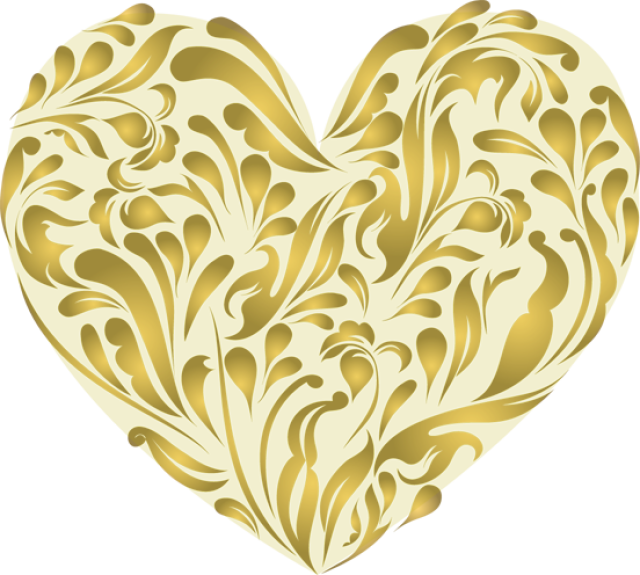 Gold Heart Clipart No Background - Golden Heart With No Background (640x575)