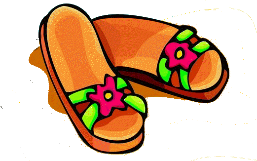 Blue Heart Pattern Flip Flops Clip Art - Chancletas Animadas (520x383)