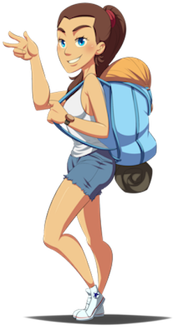 Snappy Spanish Female Character Smiling While Carrying - Cartoon (300x472)