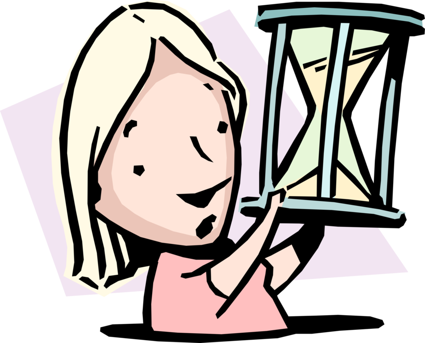 Vector Illustration Of Sands Of Time Idiom Businesswoman - Position (866x700)