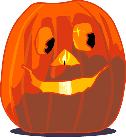 Scary Jack O Lantern Cartoon - Clip Art (410x446)