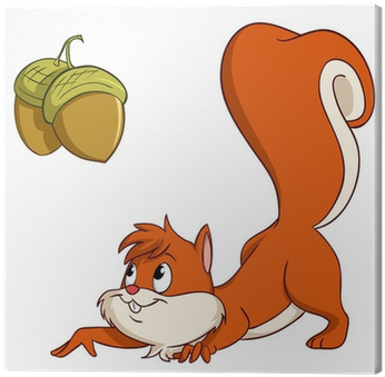 Cartoon Squirrel Sneak Up To Nuts Canvas Print • Pixers® - Squirrel With Nuts Vector Png (400x400)