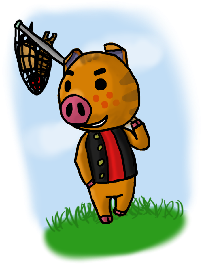 Just Out Catching Bugs - Animal Crossing Bug Net Animal (836x955)