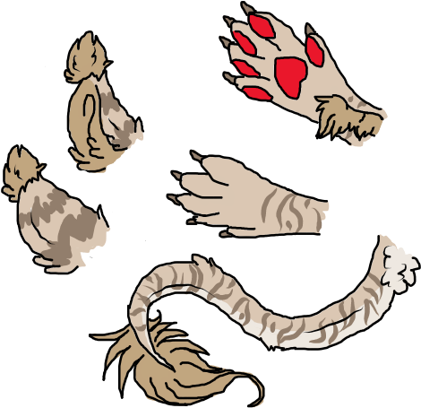 Fursuit Ears, Tail And Paws Ref By Themorticianoflove - Cartoon (500x500)