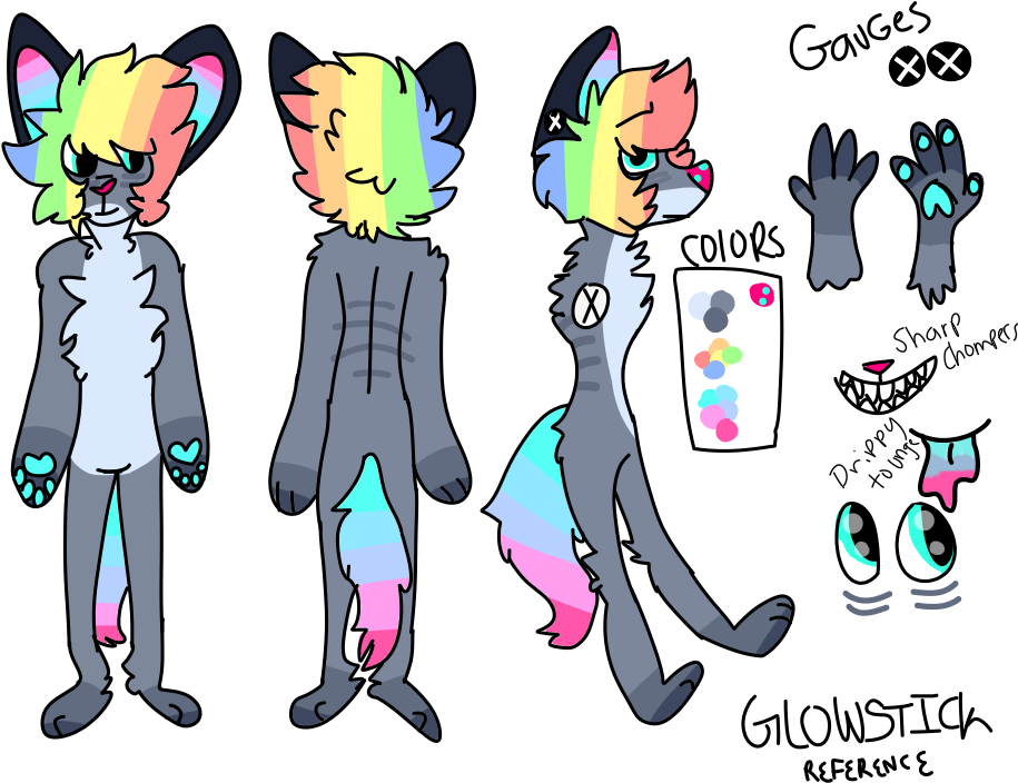 Glowstick Fursuit Ref By Nerdy-trash - Cartoon (960x734)