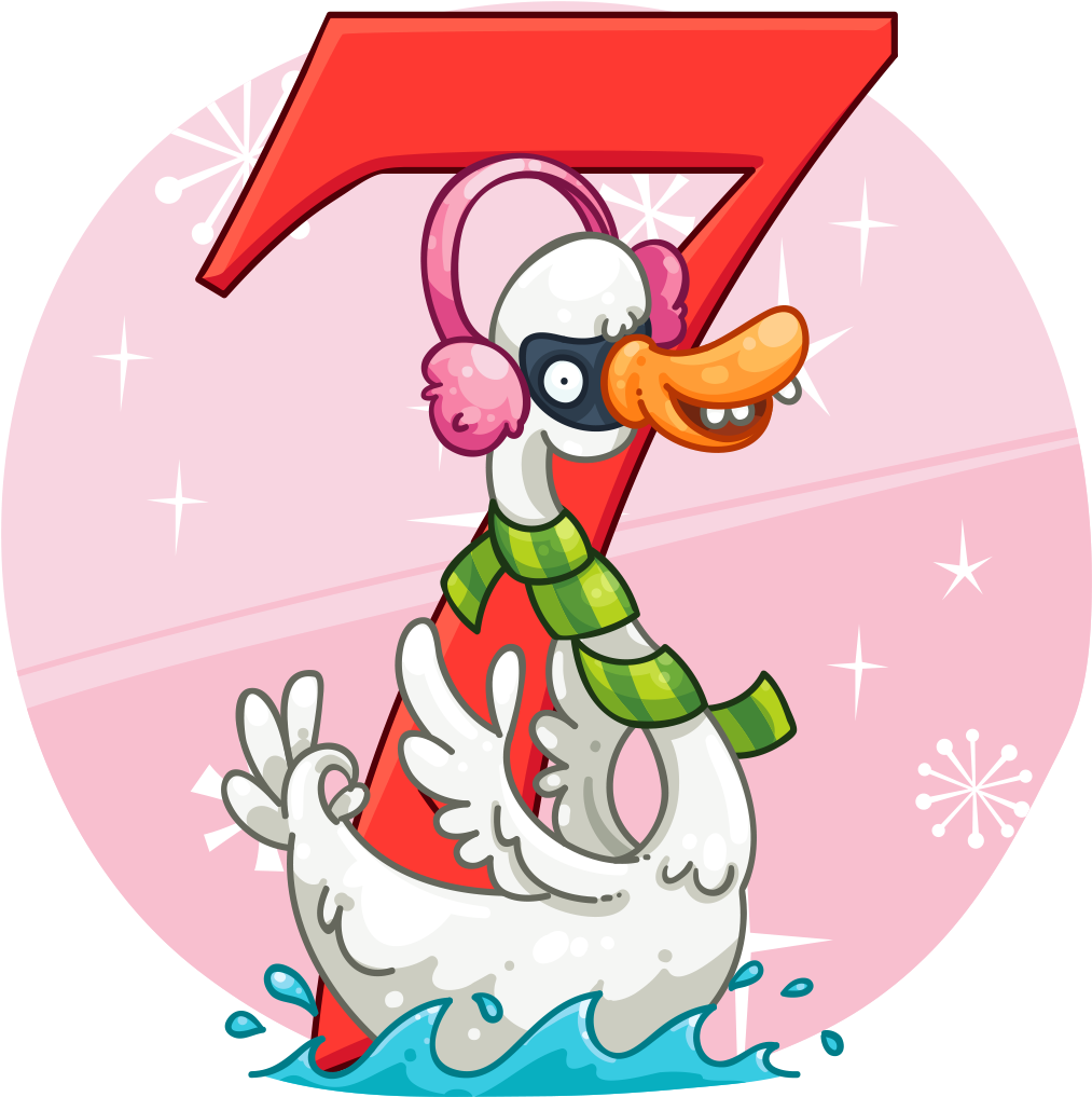 Swans A-swimming - Cartoon (1024x1024)