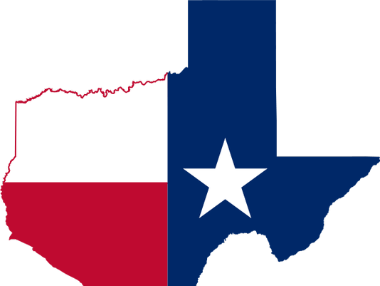 Texas Outline With Flag - Flag Of Texas (534x401)