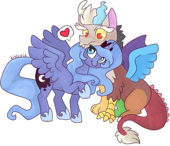 Kkitsu, Cute, Discord, Female, Heart, Lunacord, Male, - Cartoon (576x494)