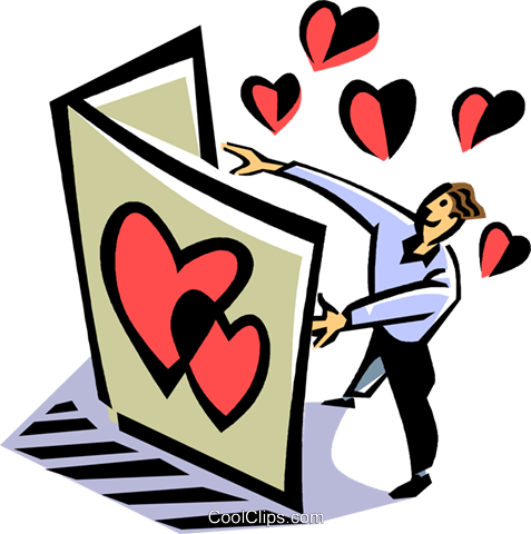 Man Reading A Valentine's Day Card Royalty Free Vector - Man Reading A Valentine's Day Card Royalty Free Vector (477x480)