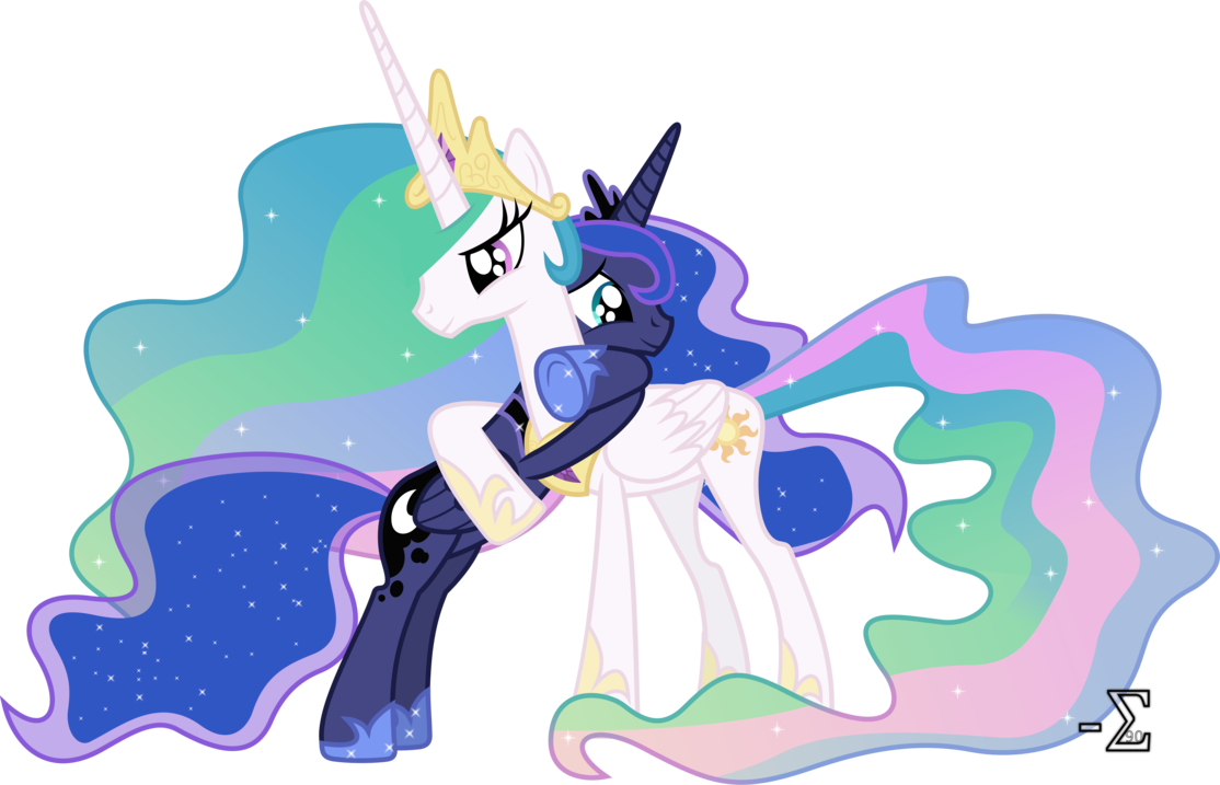 Celestia And Luna Hugging - My Little Pony Princess Celestia (1114x717)