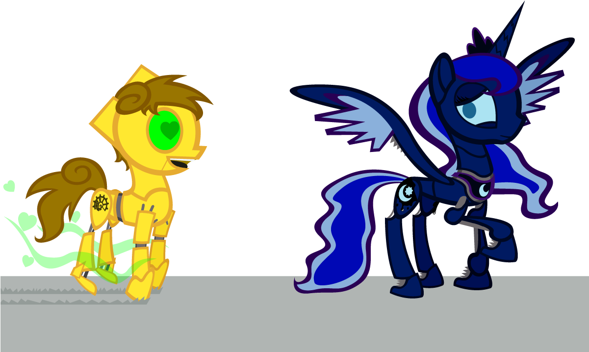Cogweaver, Cog Weaver, Oc, Princess Luna, Robot, Safe - Cartoon (1200x751)