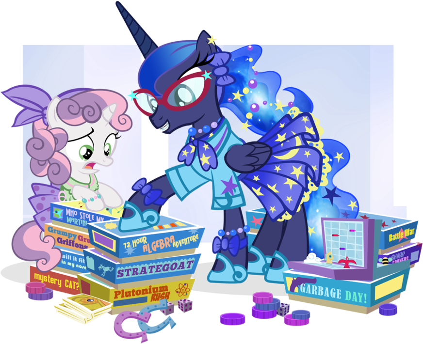 Fifties Princess Luna And Sweetie Belle For Jj By Pixelkitties - Princess Luna And Sweetie Belle (900x737)