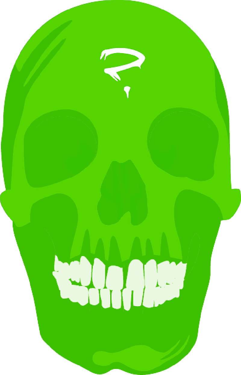 Green, People, Skull, Bones, Halloween - Green Skull Png (800x1242)