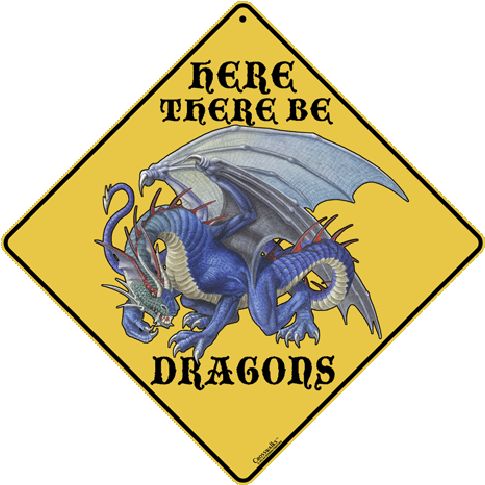 Dragon Road Sign From Sarah J Home Decor - Here There Be Dragons (500x500)
