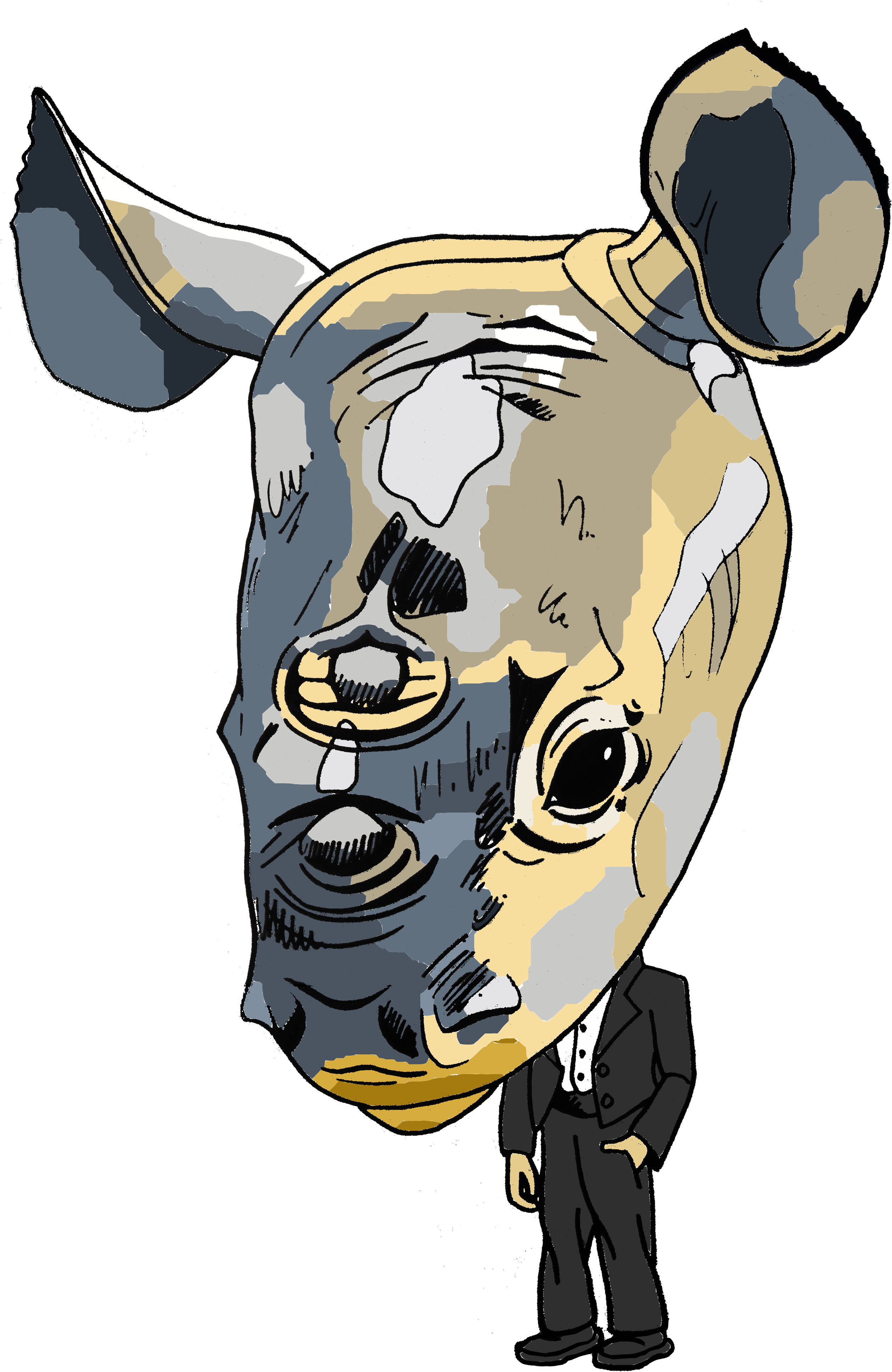 Gentleman Octopus Smaller Copy Tuxedo Rhino Smaller - Cartoon (2999x3999)
