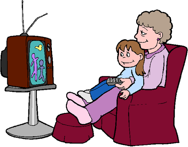 There Were Two Sisters Who Loved To Watch Tv - They Are Watching Tv (602x470)