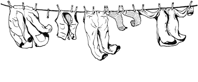 Clothes Line - Clothes Line Clipart Bw (800x367)
