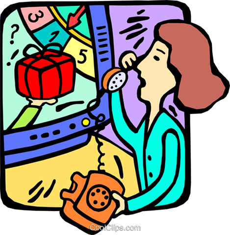 Woman On The Phone Watching Tv Royalty Free Vector - Clip Art (469x480)