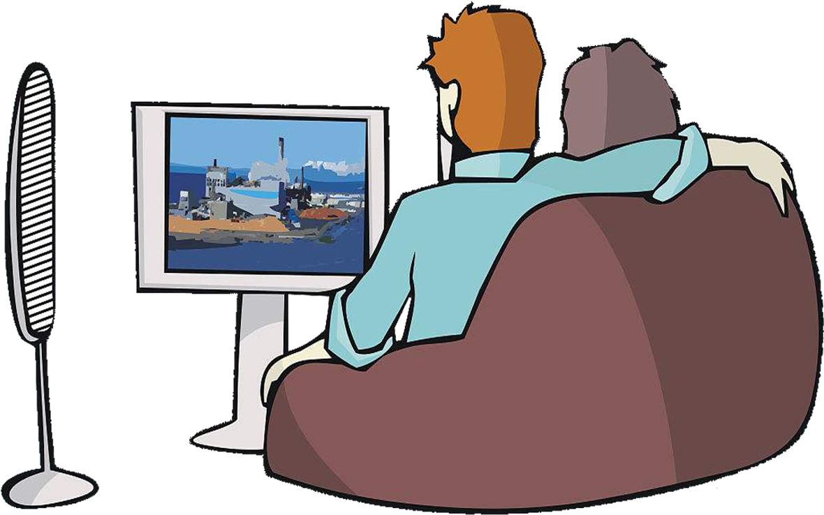 Television Drawing Cartoon Illustration - Old Couple Watching Tv (1200x748)