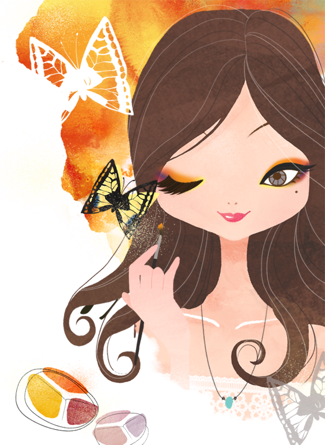 Make-up Cartoon Comics Bijin Illustration - Make Up Cartton Background (641x878)