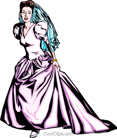 Wedding Clipart Of An Elegant Woman In Bride Dress - Wedding Clipart Of An Elegant Woman In Bride Dress (405x480)