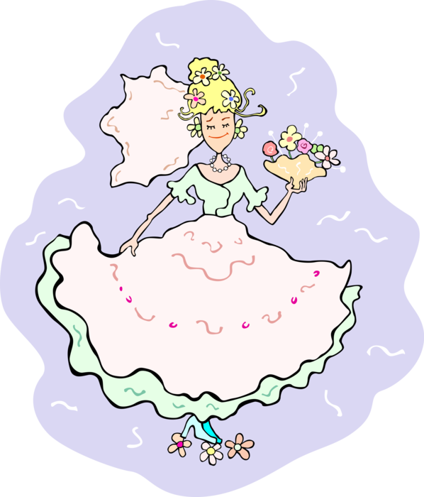 Vector Illustration Of Wedding Day Bride In Wedding - Bridal Shower Clip Art (598x700)