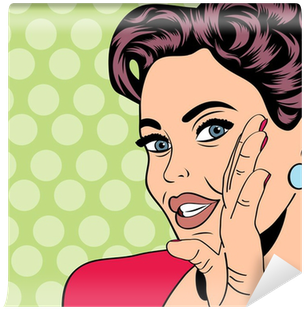 Pop Art Retro Woman In Comics Style Vinyl Wall Mural - Whispers Clipart (400x400)