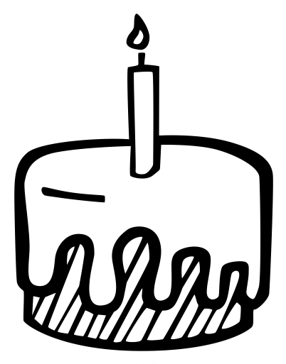 New Year's Hand Drawn - Hand Drawn Birthday Cake (512x512)