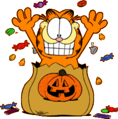 Animado Garfield Halloween Myspace Left - Garfield Clip Art (450x454)