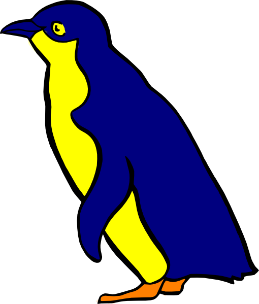 Penguin - Blue And Yellow Penguin (510x599)