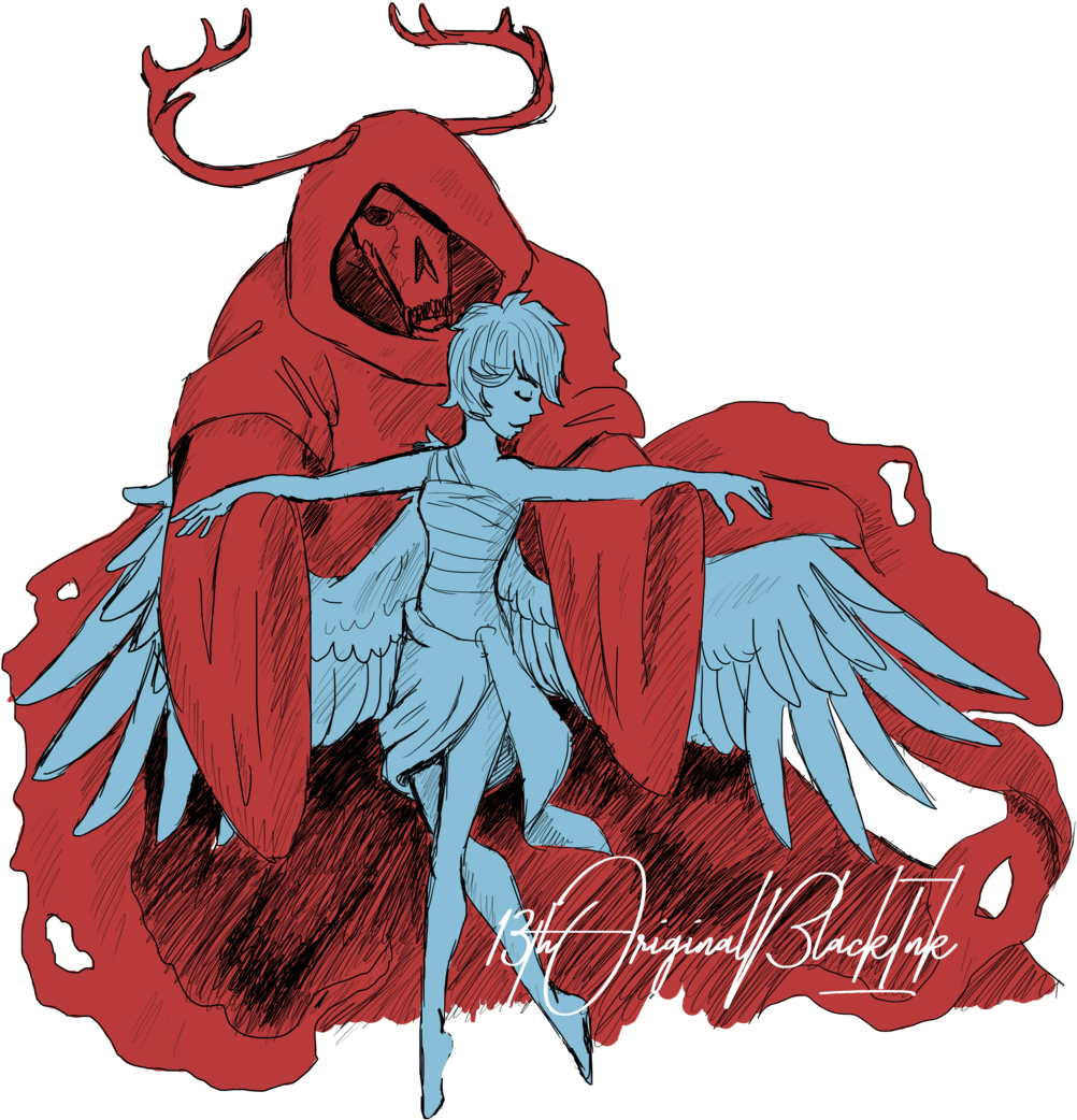 Bastian And Angel By 13thoriginalblackink Bastian And - Illustration (1024x1052)