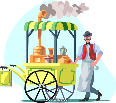 Coffee Wagon Royalty Free Vector Clip Art Illustration - Coffee Wagon Royalty Free Vector Clip Art Illustration (480x425)