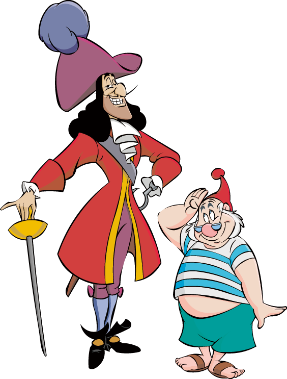 Captain Hook Peter Pan Tinker Bell Wendy Darling Smee - Peter Pan And Captain Hook (564x743)
