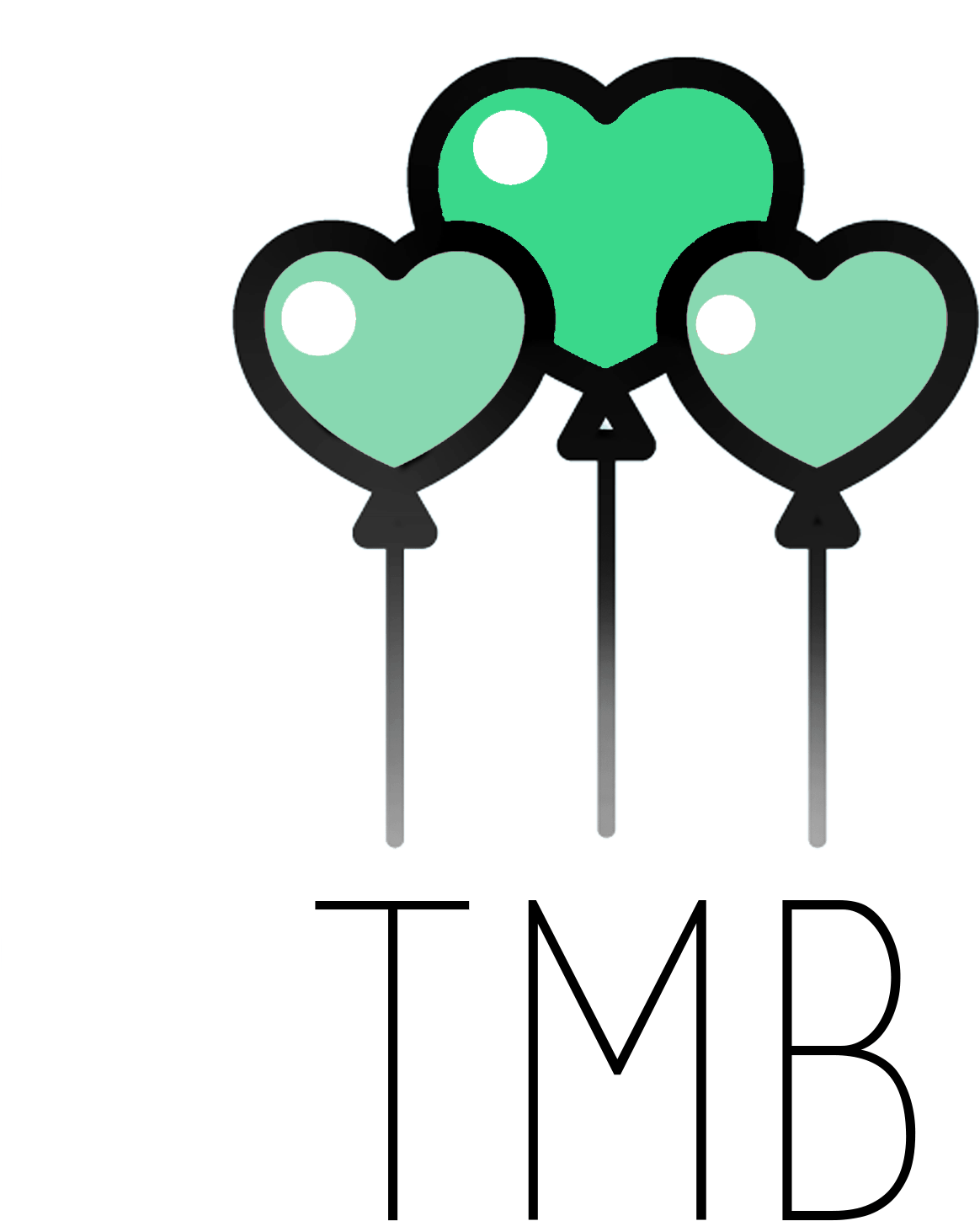 Three Mint Balloons - Heart (2999x1500)