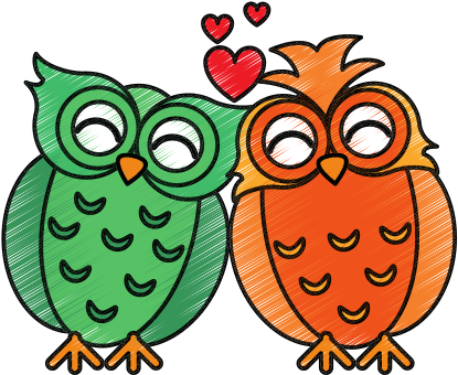 Couple Owls Vector Character Illustration - Illustration (550x550)