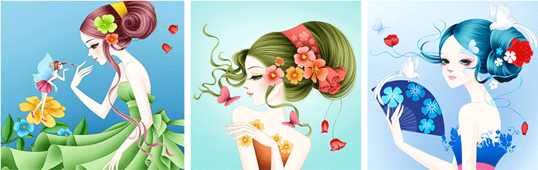 5d Diy Diamond Painting Cartoon Girl Flowers Diamond - Cartoon (800x800)