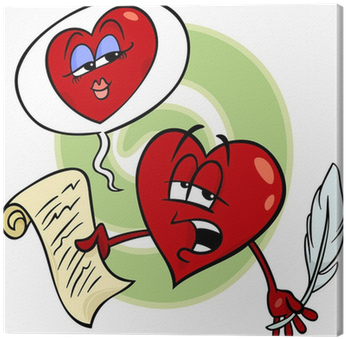 Canvas Hart Liefde Lezen Gedicht Cartoon • Pixers® - Poem Cartoon (400x400)